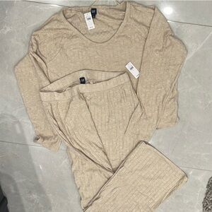 Beige Knit Lounge Set
